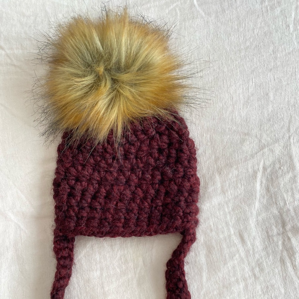 🧶 Fur puff baby toddler beanie hat